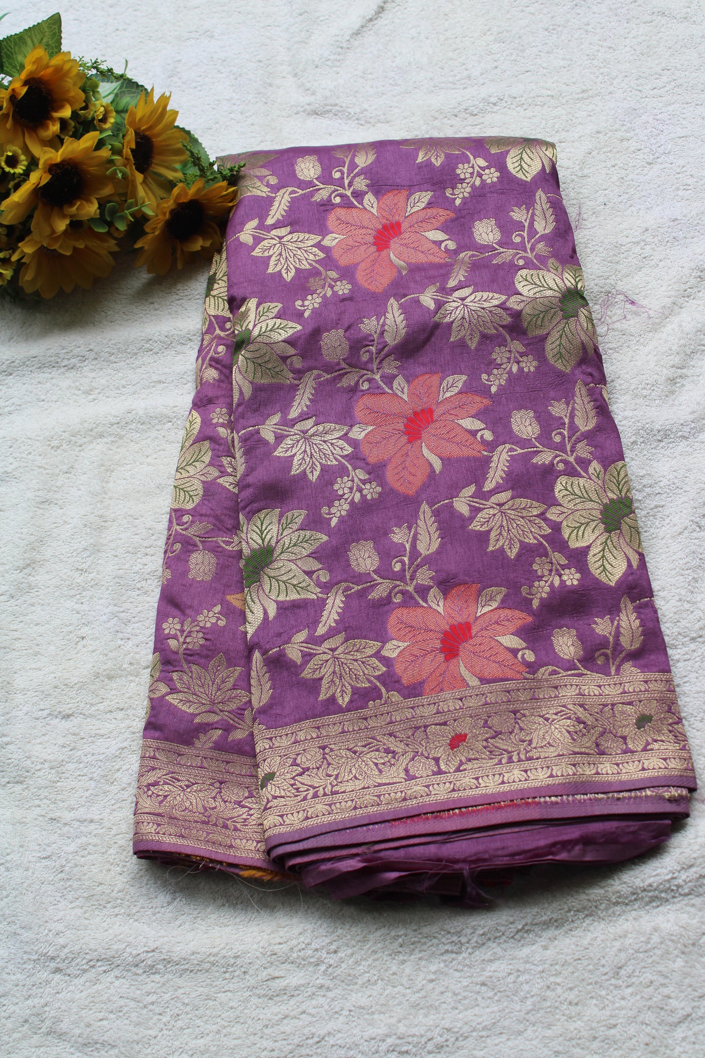 Lavender Heavy Meenakari weaving Banarasi Saree