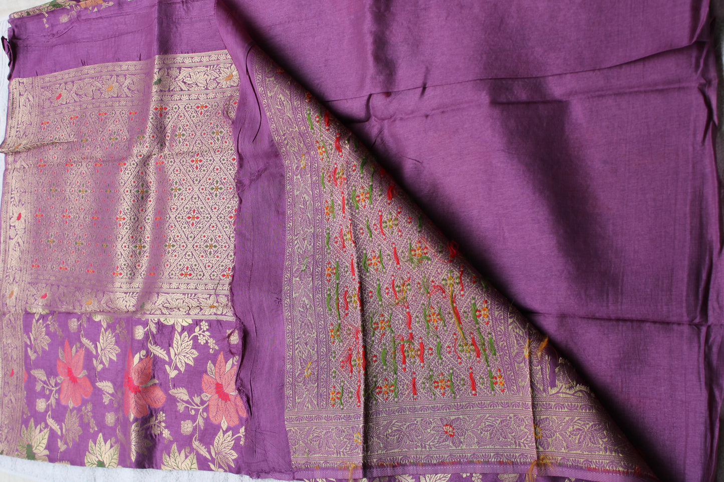 Lavender Heavy Meenakari weaving Banarasi Saree