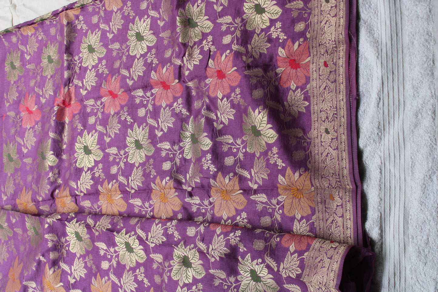Lavender Heavy Meenakari weaving Banarasi Saree