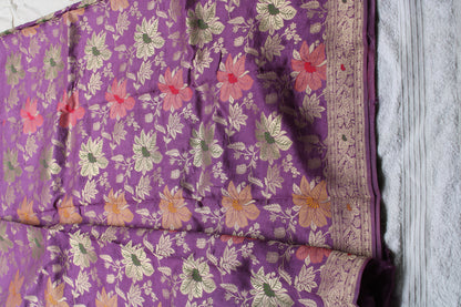 Lavender Heavy Meenakari weaving Banarasi Saree