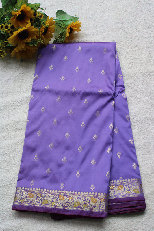 Premium Lavender Katan Silk saree with trending small border