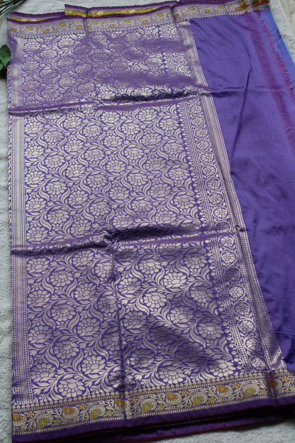 Premium Lavender Katan Silk saree with trending small border