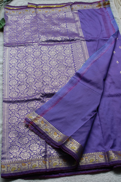 Premium Lavender Katan Silk saree with trending small border