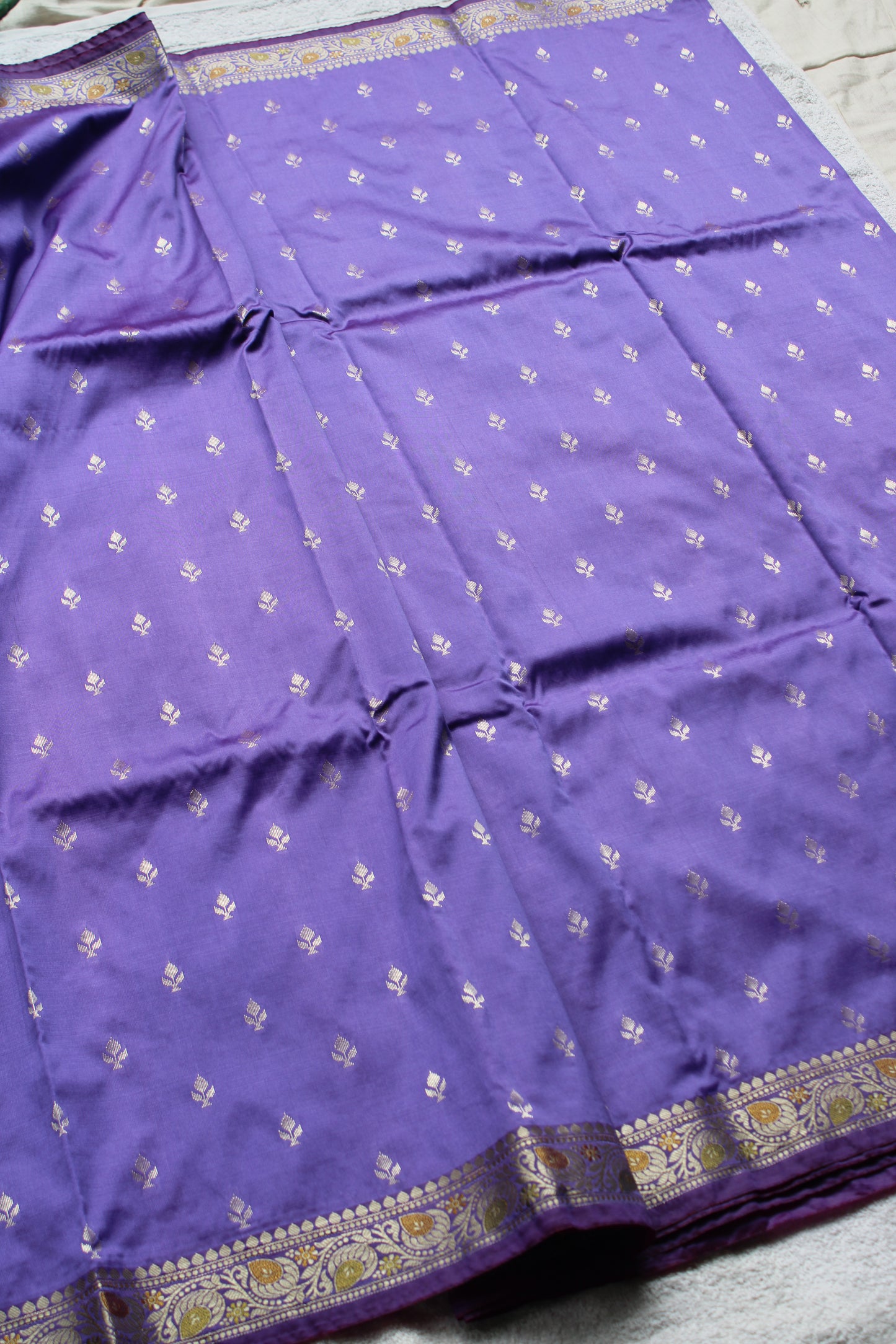 Premium Lavender Katan Silk saree with trending small border