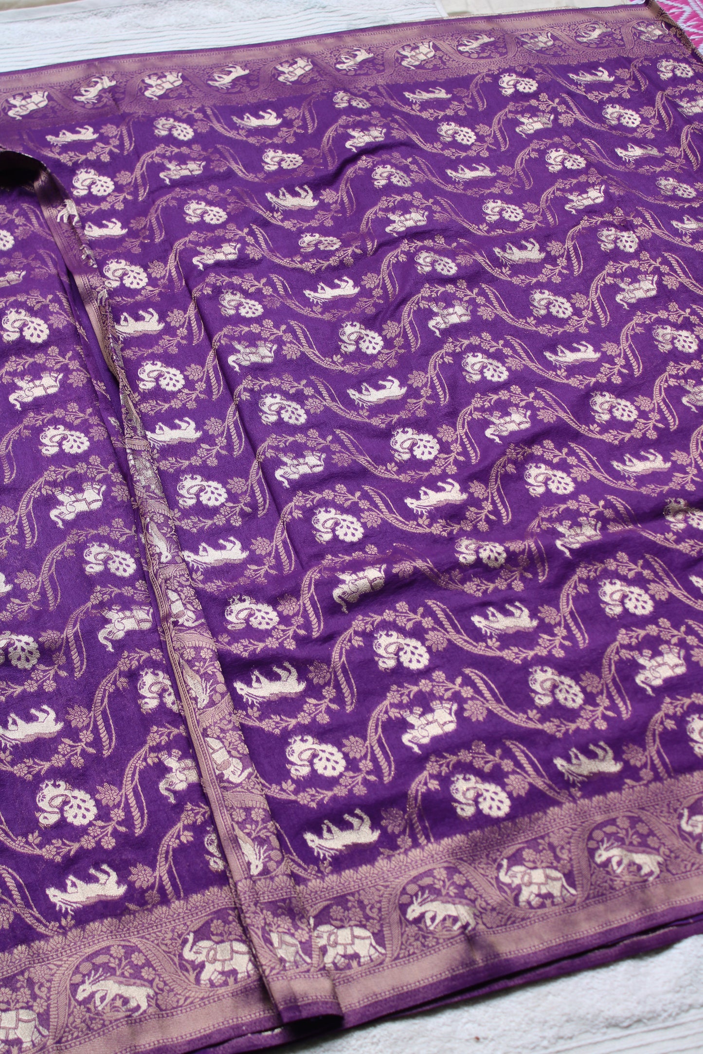 Purple Semi Georgette figure motifs Saree