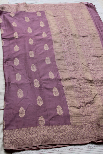 Onion pink Crape Georgette Banarasi Big Buttas saree
