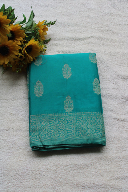 Sea green Crape Georgette Banarasi Big Buttas saree