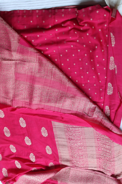 Pink  Crape Georgette Banarasi Big Buttas saree